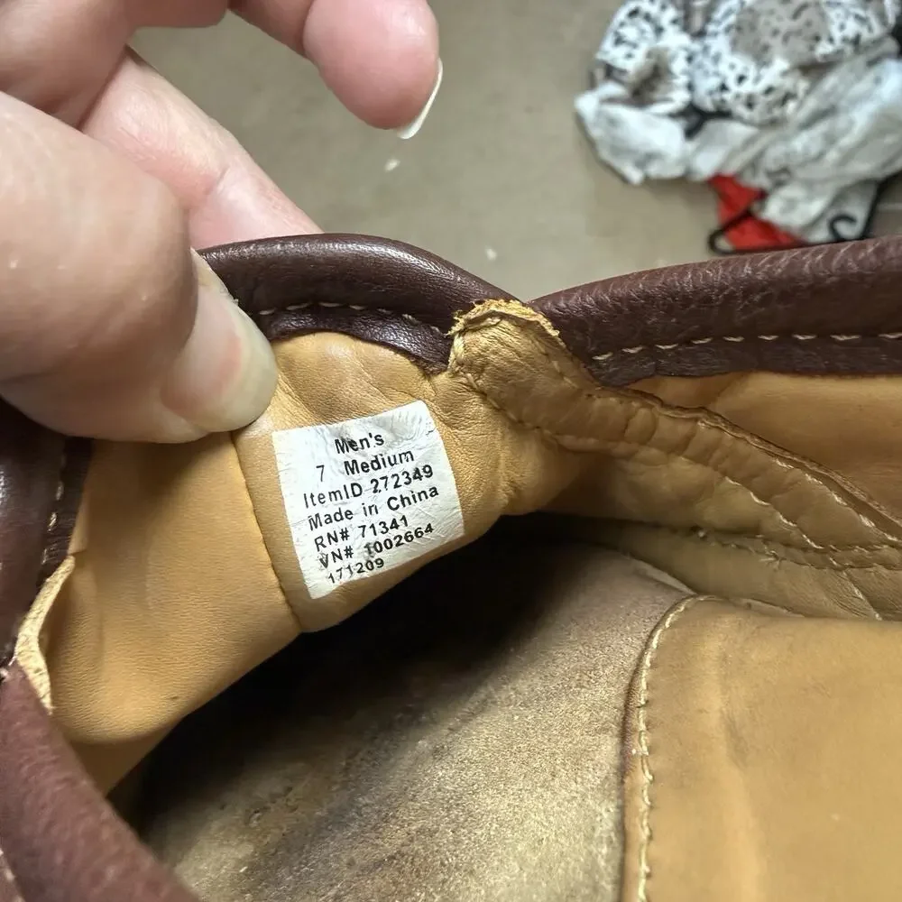 LL Bean Elkhide Scuff Slippers Men Size 7 Brown Leather Padded Comfort 272349